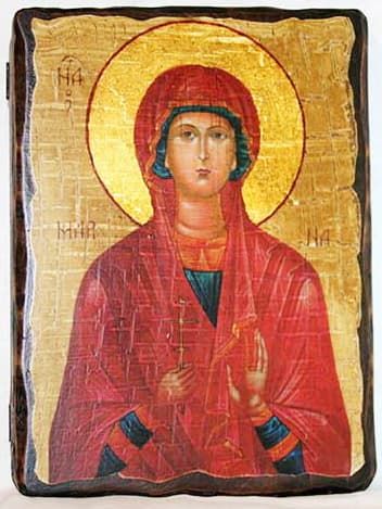 Марина, Св.Муч, икона под старину, сургуч (17 Х 23)