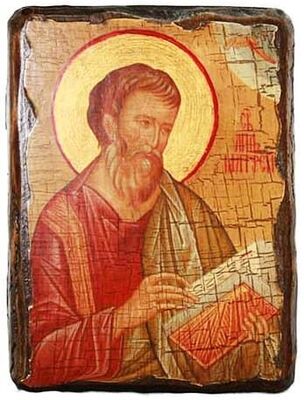 Евангелист Матфей, икона под старину, сургуч (17 Х 23)