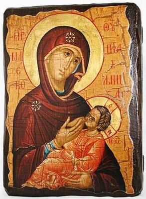 Млекопитательница Б.М., икона под старину, сургуч (17 Х 23)