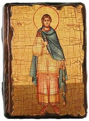 Никита, Св.Муч, икона под старину, сургуч (13 Х 17)