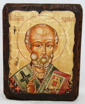 Николай Чудотворец, икона под старину, сургуч (13 Х 17)