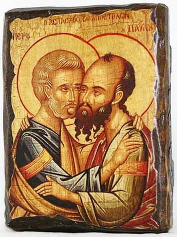 Петр и Павел (пояс), икона под старину, сургуч (13 Х 17)