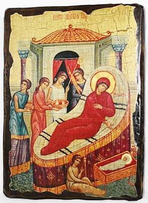 Рождество Пр.Б., икона под старину, сургуч (13 Х 17)