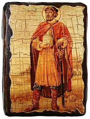 Ростислав, Св.Муч, икона под старину, сургуч (17 Х 23)