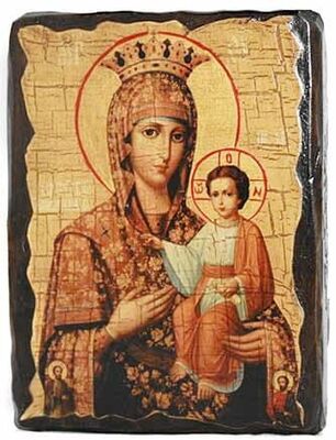Самонаписавшаяся Б.М., икона под старину, сургуч (13 Х 17)