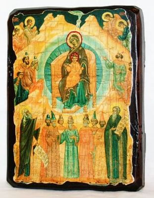 Собор Богородицы, икона под старину, сургуч (17 Х 23)