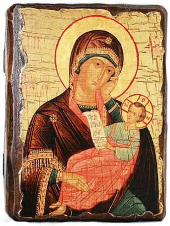 Утоли моя печали Б.М., икона под старину, сургуч (13 Х 17)