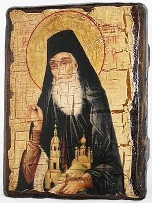 Феодор Санаксарский, Св.Прп., икона под старину, сургуч (13 Х 17)