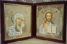 Складень бархат (28), глухой, малый, риза, белое одеяние, лик 10Х12 Складень бархат (28), глухой, малый, риза, белое одеяние, лик 10Х12