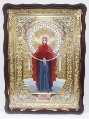 Покров Б.М. (рост), в фигурном киоте, с багетом. Храмовая икона (60 Х 80)