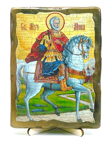 Мина Котуанский, икона под старину, на дереве (13х17)
