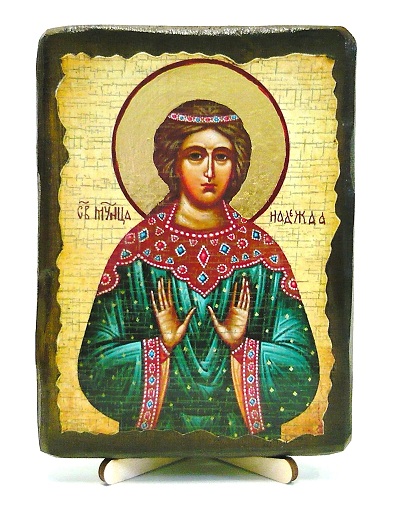 Надежда, Св.Муч, икона под старину, на дереве (13х17)