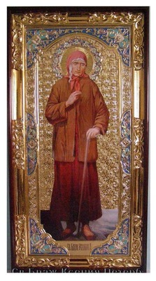Ксения Петербургская (рост.кр.од.), с багетом. Большая Храмовая икона (58 х 110)