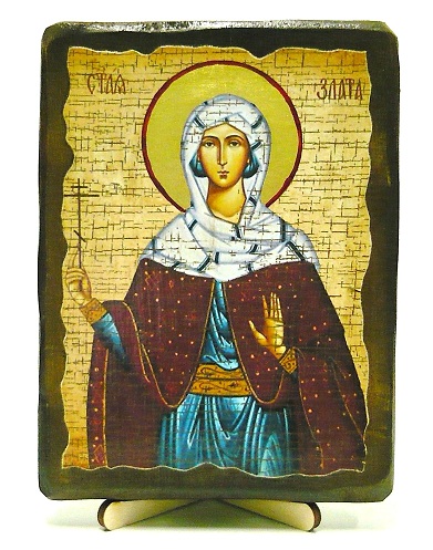 Злата Могленская, Св.Муч, икона под старину, на дереве (13х17)