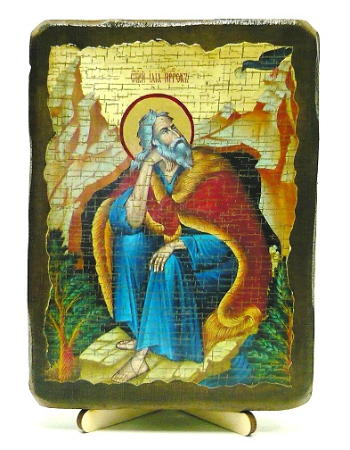 Илья Пророк, икона под старину, на дереве (13х17)