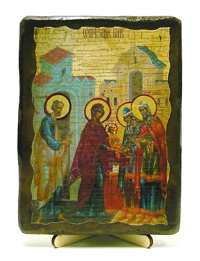 Обрезание Господне, икона под старину, на дереве (13х17)