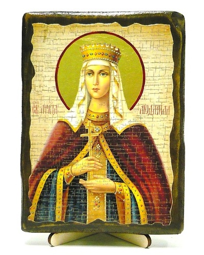 Людмила, Св.Мч, икона под старину, на дереве (13х17)