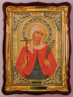 Валентина, Св. муч., в фигурном киоте, с багетом. Храмовая икона (60 Х 80)