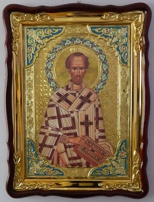 Иоанн Златоуст, в фигурном киоте, с багетом. Храмовая икона (60 Х 80)
