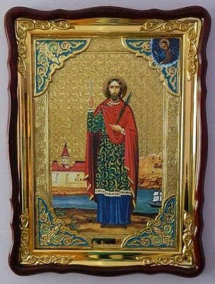 Иоанн Сочавский, в фигурном киоте, с багетом. Храмовая икона (60 Х 80)