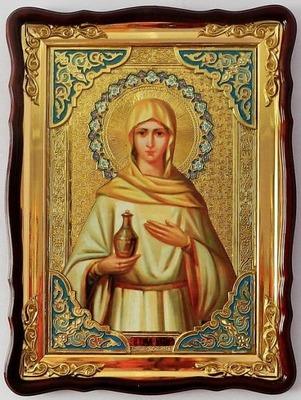 Мария Магдалина, в фигурном киоте, с багетом. Храмовая икона 60 Х 80 см.