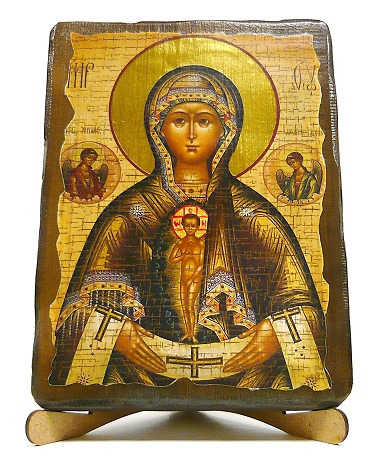 Помощница в родах Б.М., икона под старину, на дереве (17х23)