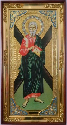 Андрей Первозванный (рост), с багетом. Большая Храмовая икона (58 х 110)