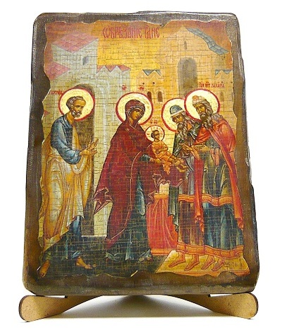 Обрезание Господне, икона под старину, на дереве (17х23)