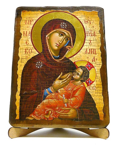 Млекопитательница Б.М., икона под старину, на дереве (17х23)