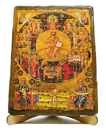 Все Святые, икона под старину, на дереве (17х23)