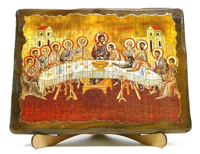 Тайная вечеря, икона под старину, на дереве (17х23)
