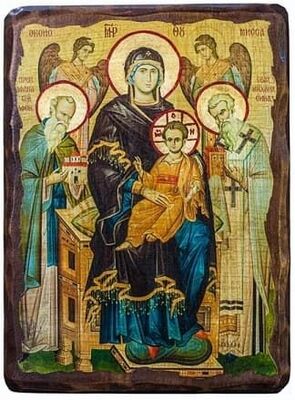 Экономисса Б.М. (с предстоящими), икона под старину, сургуч (17 Х 23)