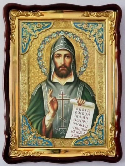 Кирилл, Св.Р.Ап., в фигурном киоте, с багетом. Храмовая икона 60 Х 80 см
