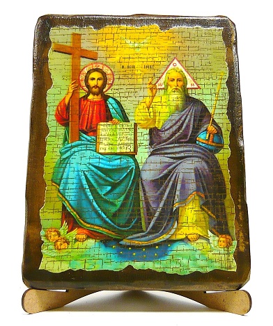 Троица Новозаветная, икона под старину, на дереве (17х23)