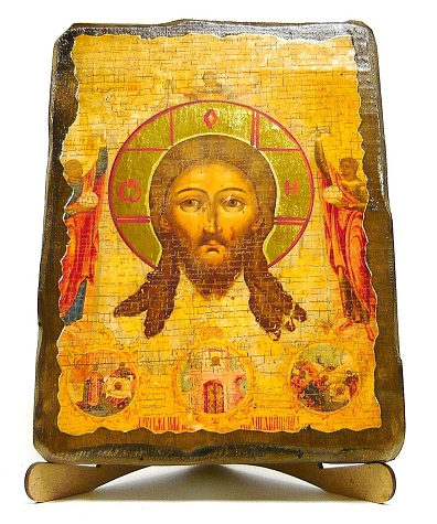 Спас Нерукотворный, икона под старину, на дереве (17х23)