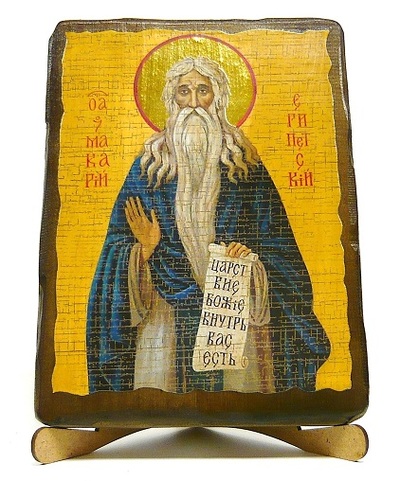 Макарий Египетский Великий, икона под старину, на дереве (17х23)