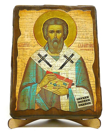 Валентин, Епископ Интерамский, икона под старину, на дереве (17х23)