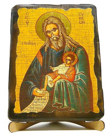Симеон Богоприимец, икона под старину, на дереве (17х23)