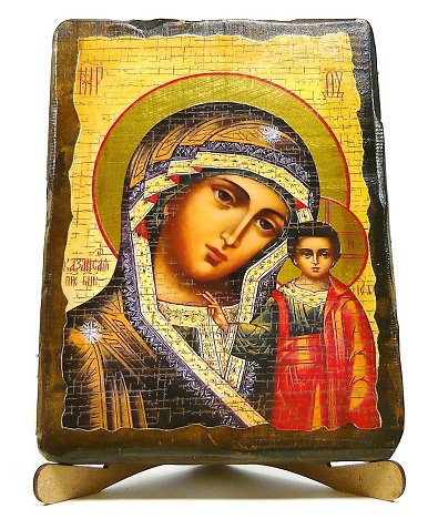Казанская Б.М., икона под старину, на дереве (17х23)