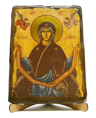 Пояс Пр.Богородицы, икона под старину, на дереве (17х23)
