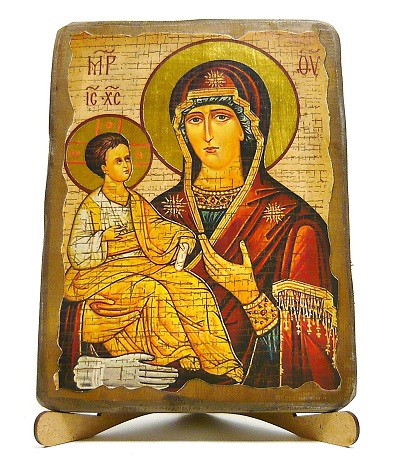Троеручица Б.М., икона под старину, на дереве (17х23)