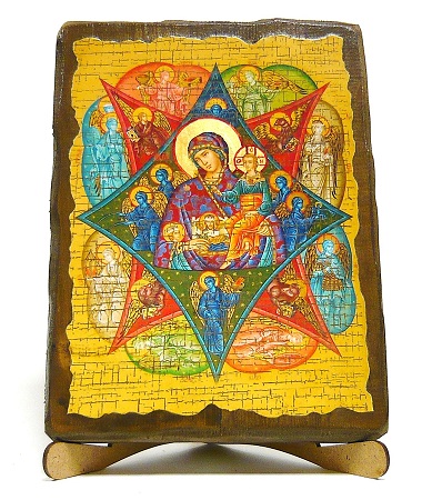 Неопалимая Купина Б.М., икона под старину, на дереве (17х23)