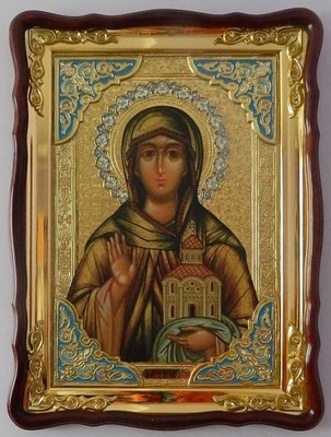 Ангелина Св. муч., в фигурном киоте, с багетом. Храмовая икона 60 Х 80 см.