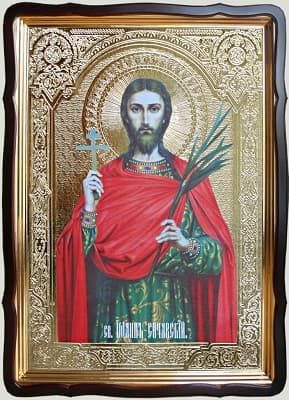 Иоанн Сочавский, в фигурном киоте, с багетом. Храмовая икона 60 Х 80 см.