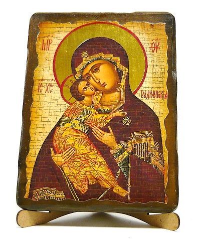 Владимирская Б.М., икона под старину, на дереве (17х23)