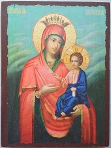 Скоропослушница Б.М., икона под старину JERUSALEM панорамная, с клиньями (13 Х 17)