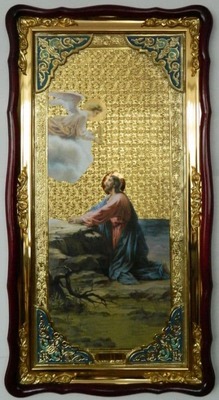 Моление о чаше, в фигурном киоте, с багетом. Большая Храмовая икона (61 х 112)