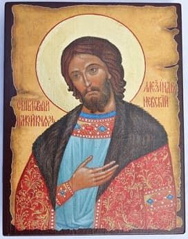 Александр Невский, икона под старину JERUSALEM прямая (13 Х 17)