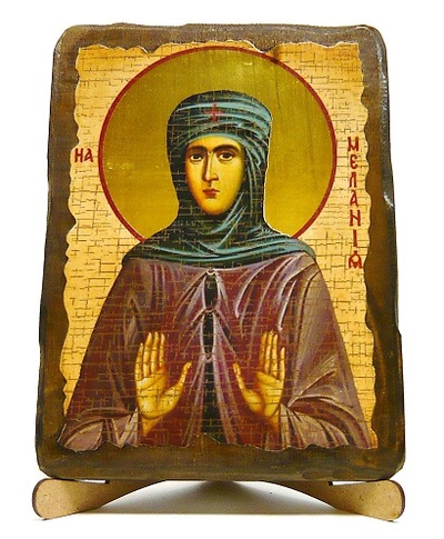 Мелания Римляныня, Преподобная, икона под старину, на дереве (17х23)