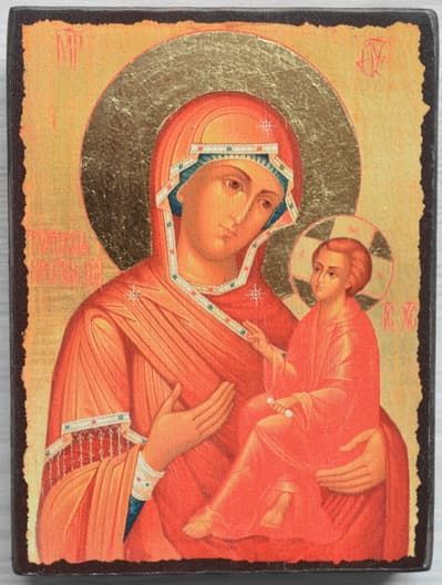 Тихвинская Б.М., икона под старину JERUSALEM панорамная, с клиньями (13 Х 17)
